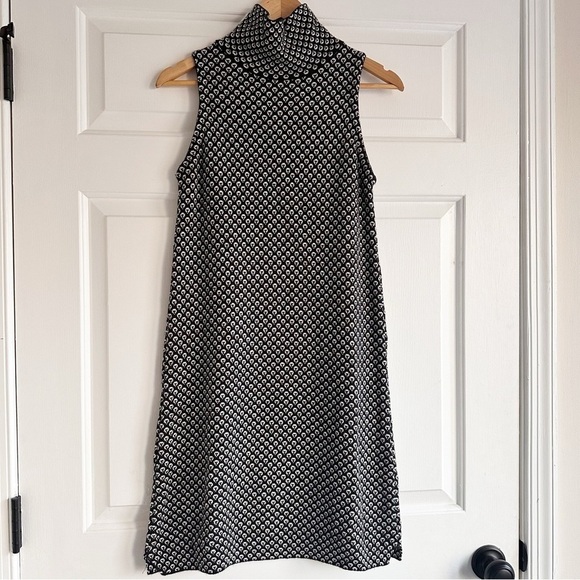 Zara Knitted Dress Turtle Roll Neck Pattern Black White Print Knit size small - Picture 1 of 7